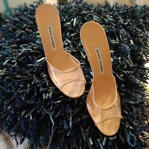 Manolo Blahnik Light Pink Suede Mule Sandal/Heel